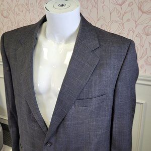Finchley 5th Avenue Mens Wool Suit Gray Striped 46R Jacket Pleated Pants 42x31